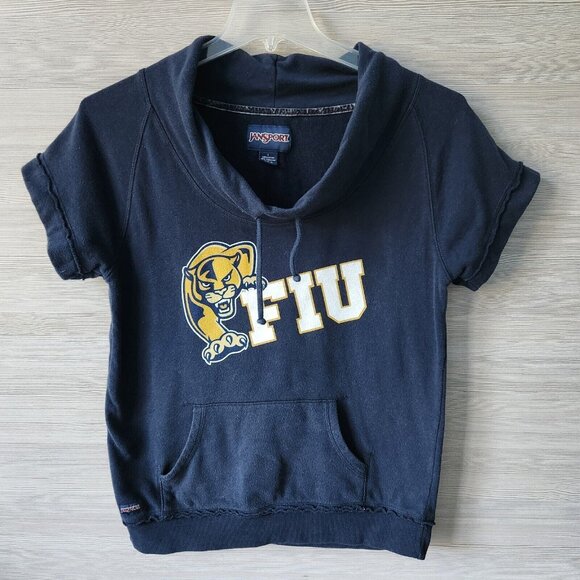 Jansport Vintage Sweatshirt Large Cowl Neck Blue FIU Panthers Florida University - Picture 1 of 11